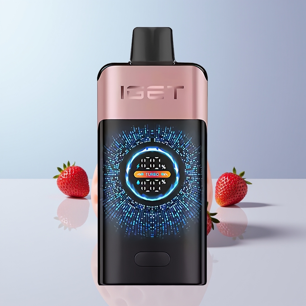 IGET ONE 12000 Puffs Aardbei Chupa Chups met Groot Gebogen Kleurenscherm en 2700 mAh Batterij