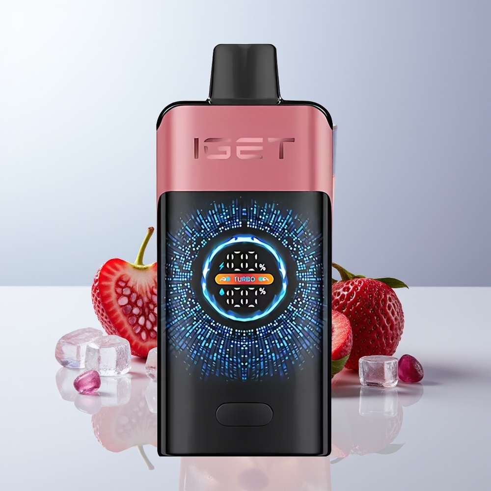 IGET ONE 12000 Puffs Aardbei Granaatappel IJs met Groot Gebogen Kleurenscherm en Dual Mesh Coil