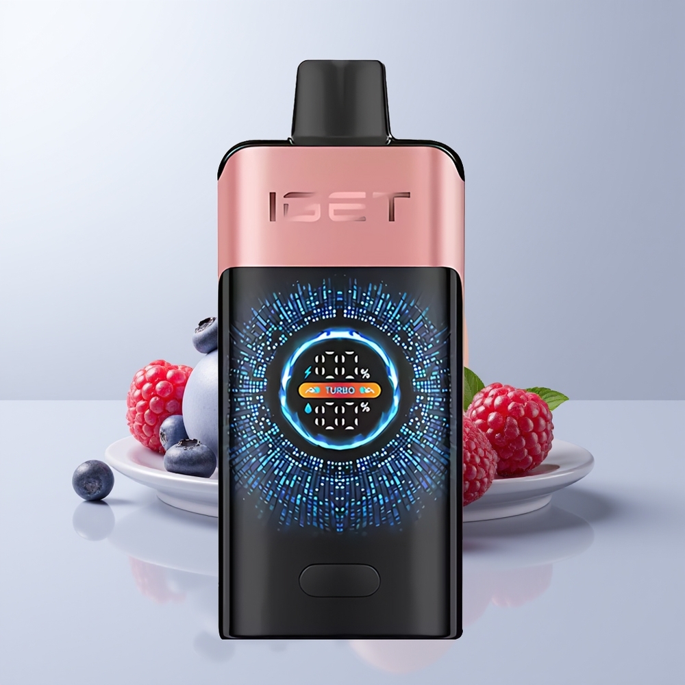 IGET ONE 12000 Puffs Blauwe Bes Framboos Grote Gebogen Kleurenscherm 2700 mAh