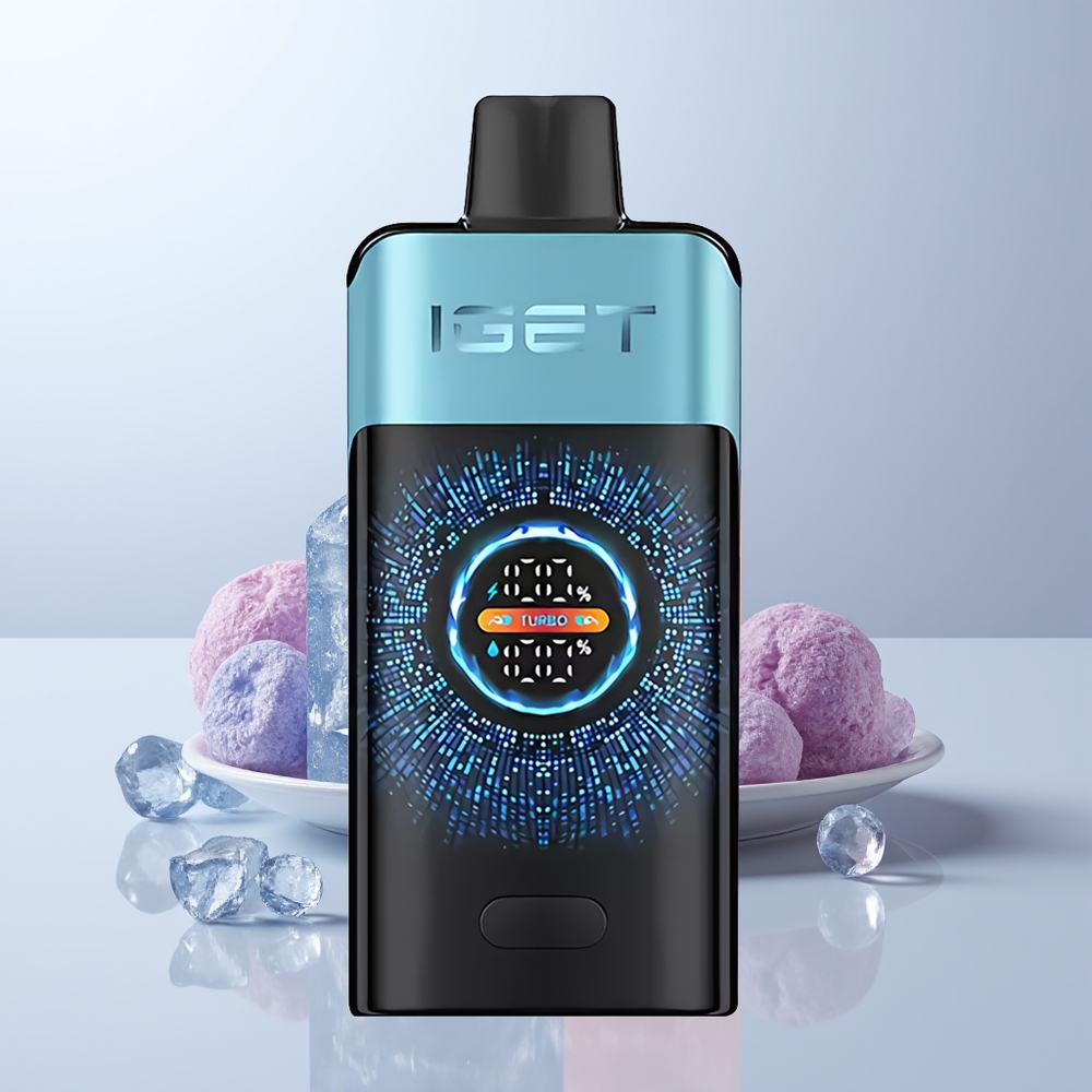 IGET ONE 12000 Puffs Blauwe Bes IJs Grote Gebogen Kleurenscherm 2700 mAh