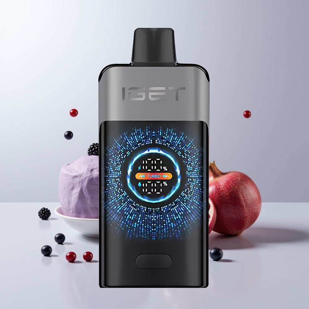 IGET ONE 12000 Puffs Zwarte Bes Kers Granaatappel Groot Gebogen Kleurenscherm 2700 mAh