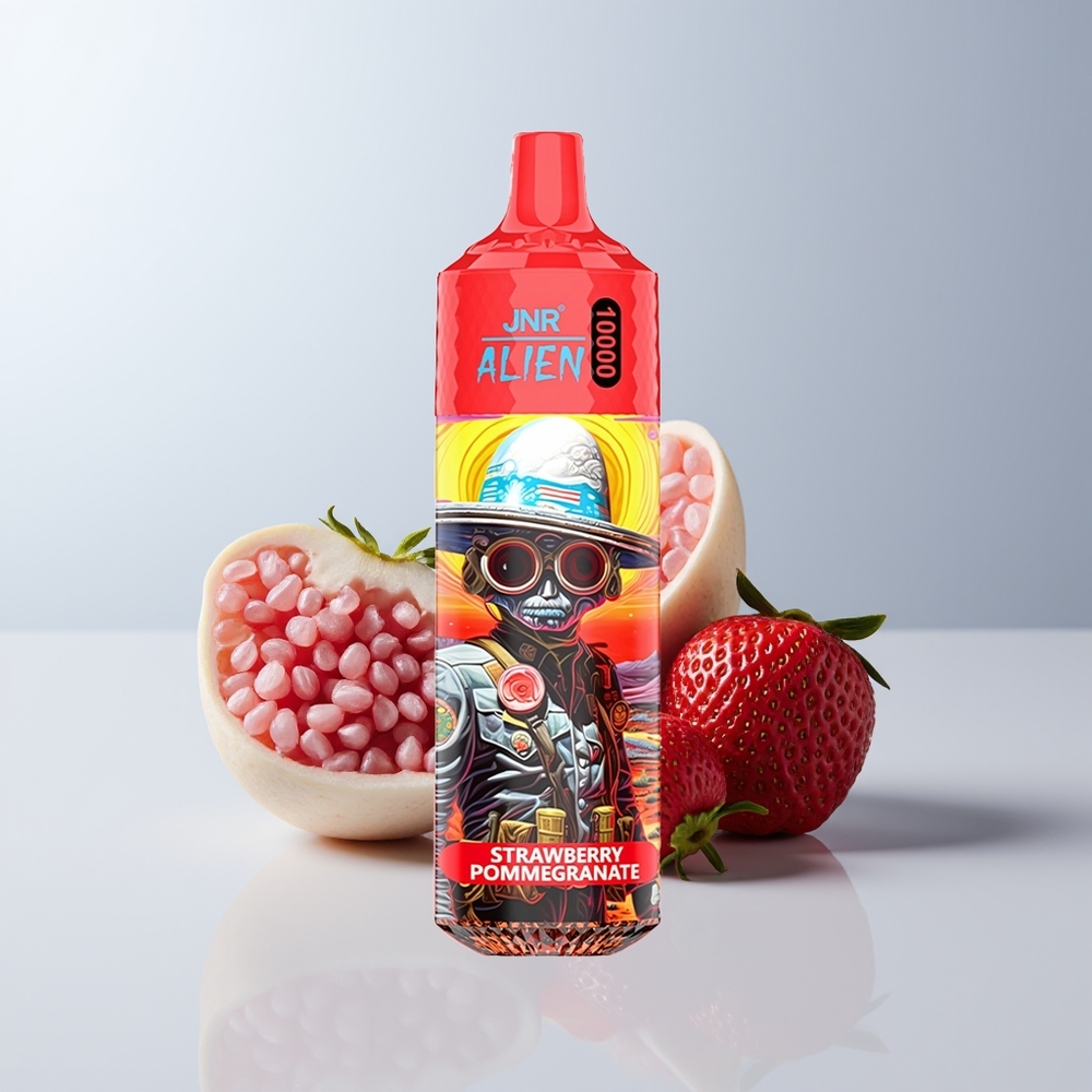 JNR Alien 10000 Puffs Aardbei Granaatappel Met Mesh Coil En LED Verlichting