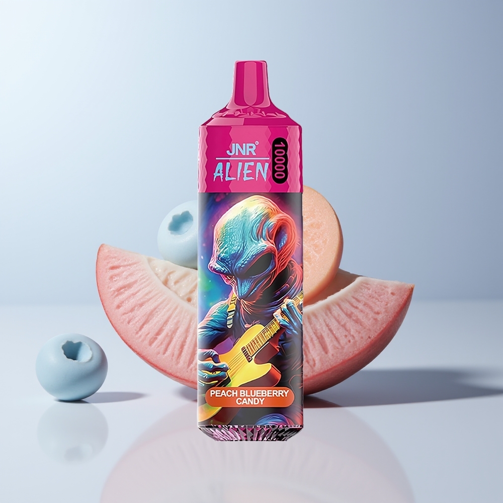 JNR Alien 10000 Puffs Perzik Bosbes Snoep met 850mAh en LED-verlichting