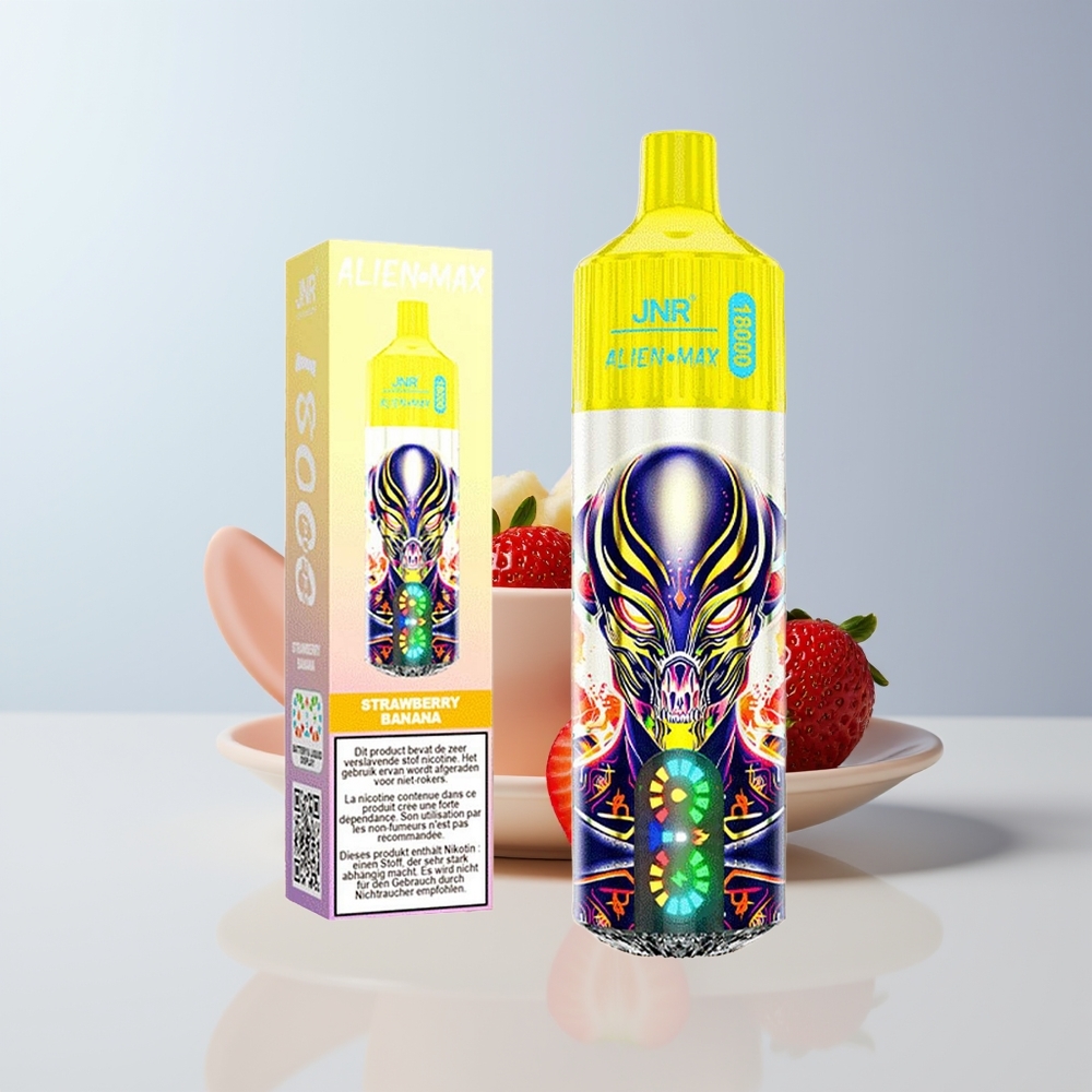 JNR Alien Max 18000 Puffs Aardbei Banaan Dual Mesh LED