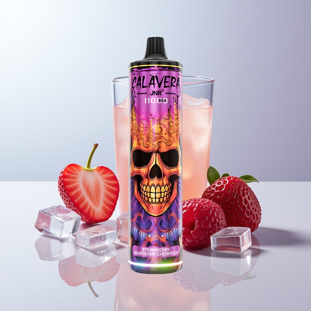 JNR Calavera 11000 Puffs Aardbei Framboos Kers IJs met Type-C Opladen en 21ml Vloeistofcapaciteit
