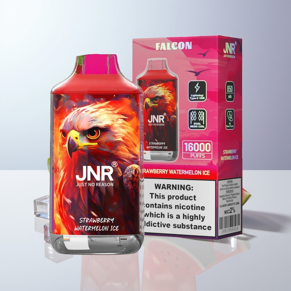 JNR Falcon 16000 Puffs Aardbei Watermeloen IJs - Dual Mesh Coil & Smart LED Display