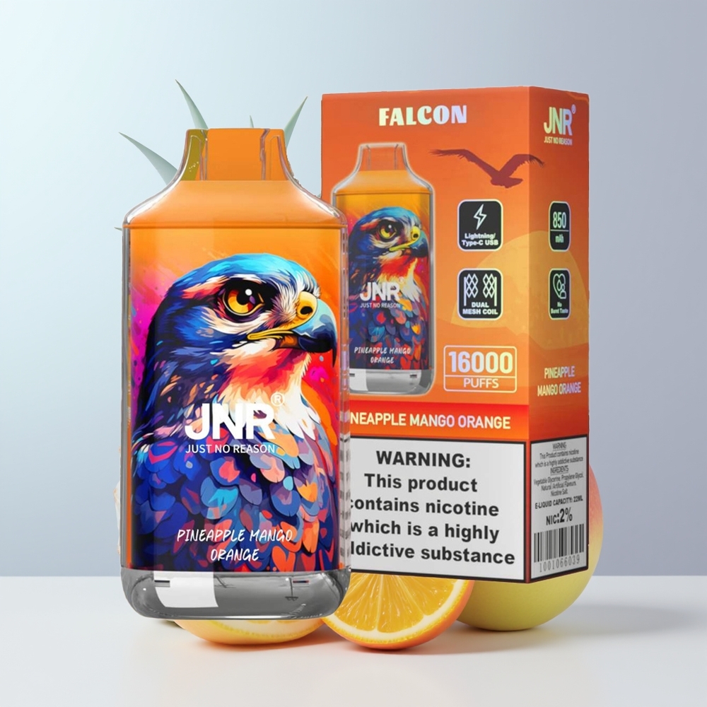 JNR Falcon 16000 Puffs Ananas Mango Sinaasappel 850 mAh Dual Mesh Coil