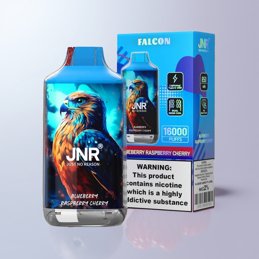 JNR Falcon 16000 Puffs Blauwebes Framboos Kers 850mAh Dual Mesh Coil