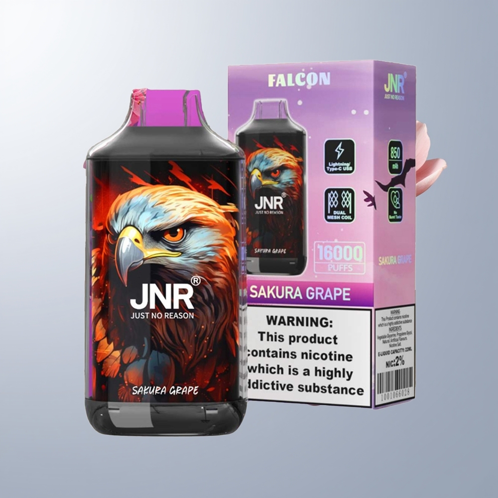 JNR Falcon 16000 Puffs Sakura Druif Dual Mesh & LED Display