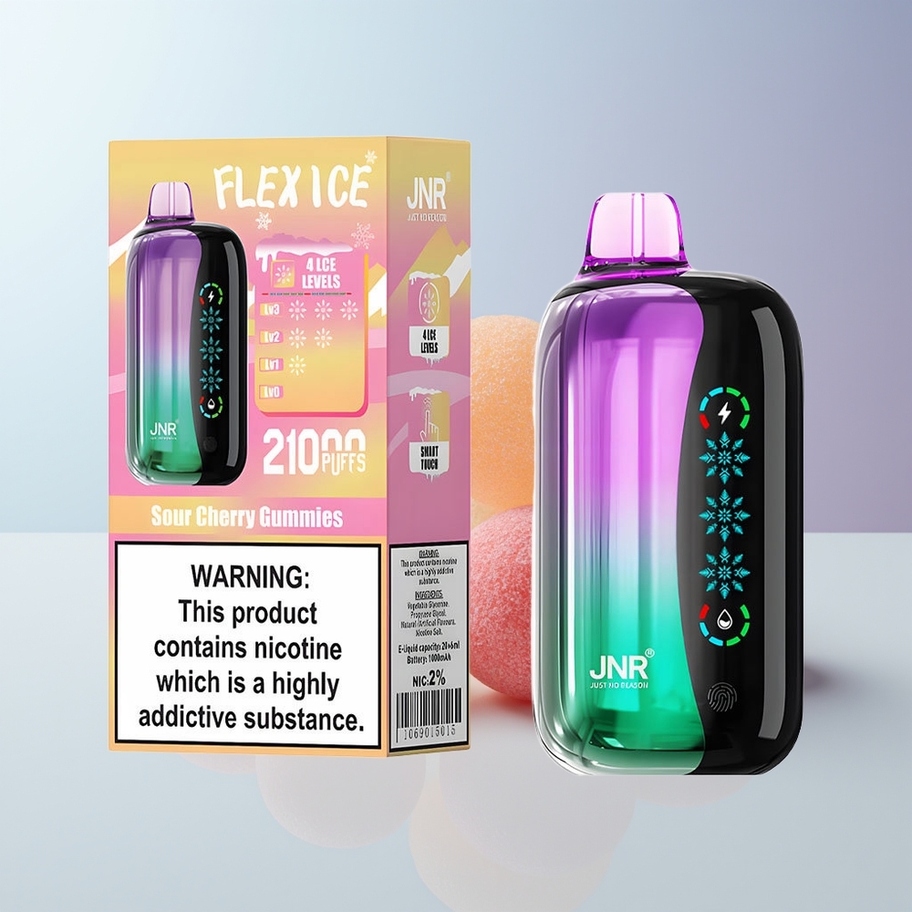 JNR Flex Ice 21000 Puffs Zure Kersen Gummies met Aanpasbare IJs en Dual Mesh