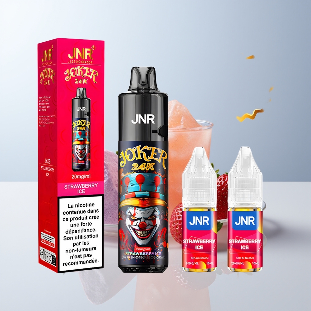 JNR Joker 24K Puffs Aardbei IJs Zichtbare Vloeistofniveaus Type-C Opladen