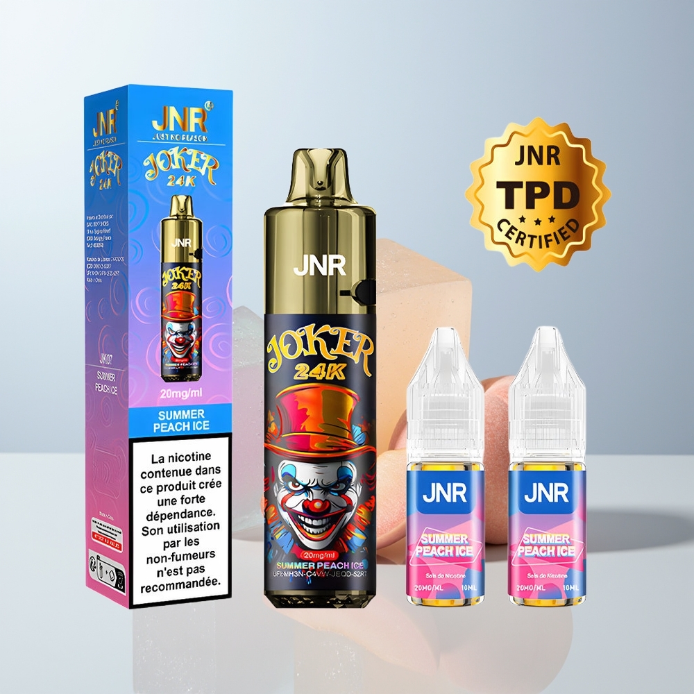 JNR Joker 24K Puffs Zomerperzik IJs met 2% Nicotine en Zichtbare Vloeistofniveaus