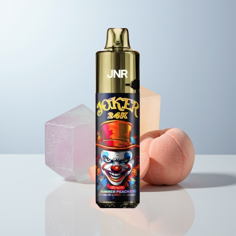 JNR Joker 24K Puffs Zomerperzik IJs met 2% Nicotine en Zichtbare Vloeistofniveaus