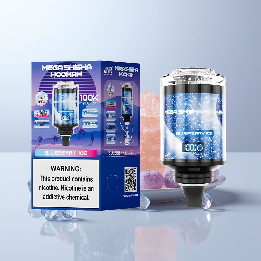JNR Mega Shisha Hookah 100K Puffs Blauwe Bes IJs 60ml 2200mAh