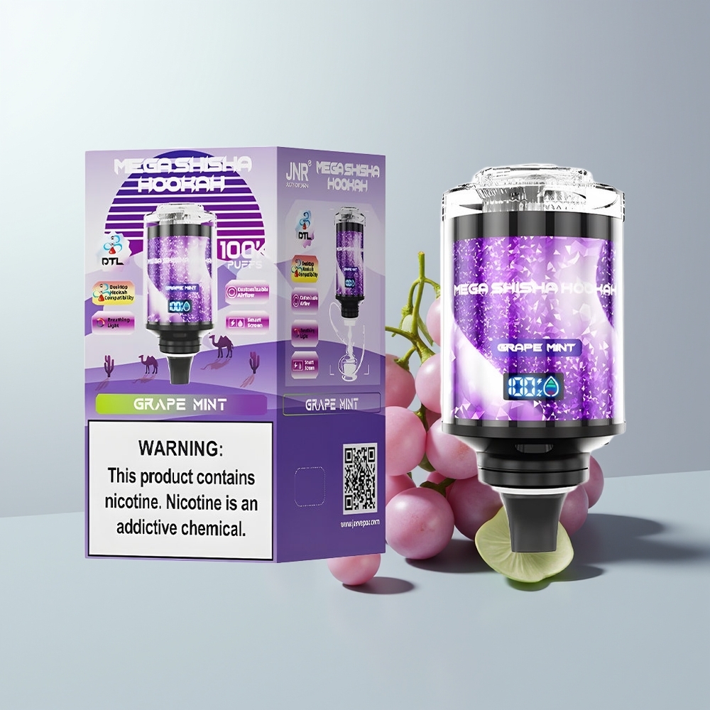 JNR Mega Shisha Hookah 100K Puffs Druif Munt 2200mAh Type-C