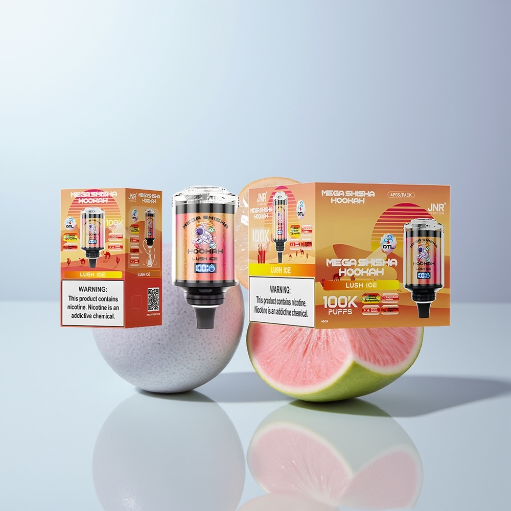 JNR Mega Shisha Hookah 100K Puffs Frisse IJs met Aanpasbare Luchtstroom en Snel Opladen