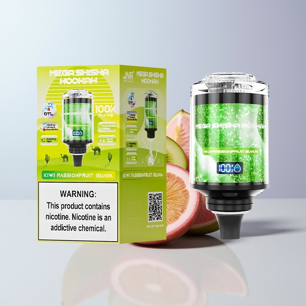 JNR Mega Shisha Hookah 100K Puffs Kiwi Passievrucht Guave 2200mAh Type-C