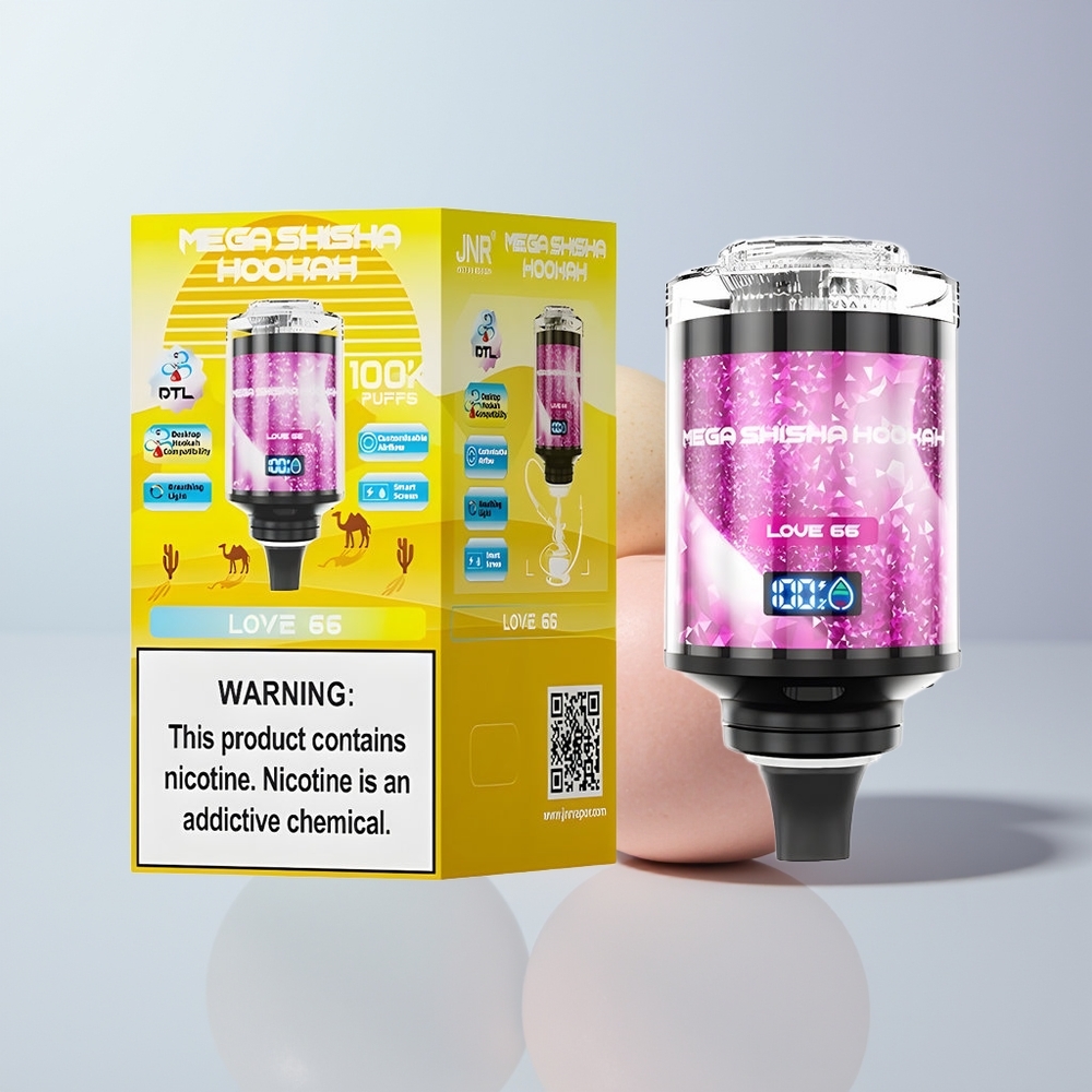 JNR Mega Shisha Hookah 100K Puffs Liefde 66 Type-C Snel Opladen 2200mAh