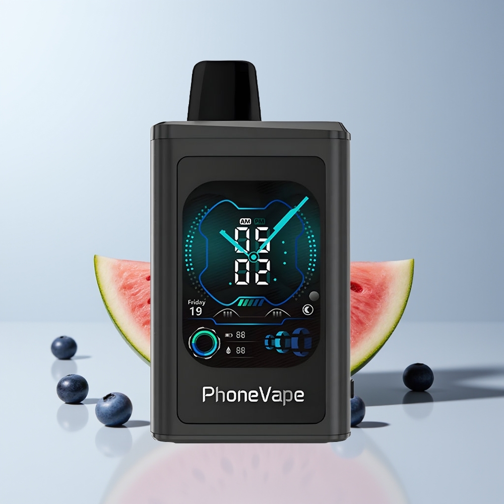 JNR PhoneVape 30000 Puffs Blauwe Bes Watermeloen Type-C Volledig Scherm