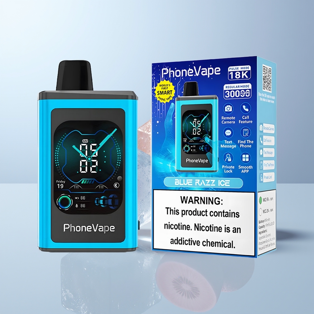 JNR PhoneVape 30000 Puffs Blauwe Framboos IJs met Turbo Modus en App Besturing