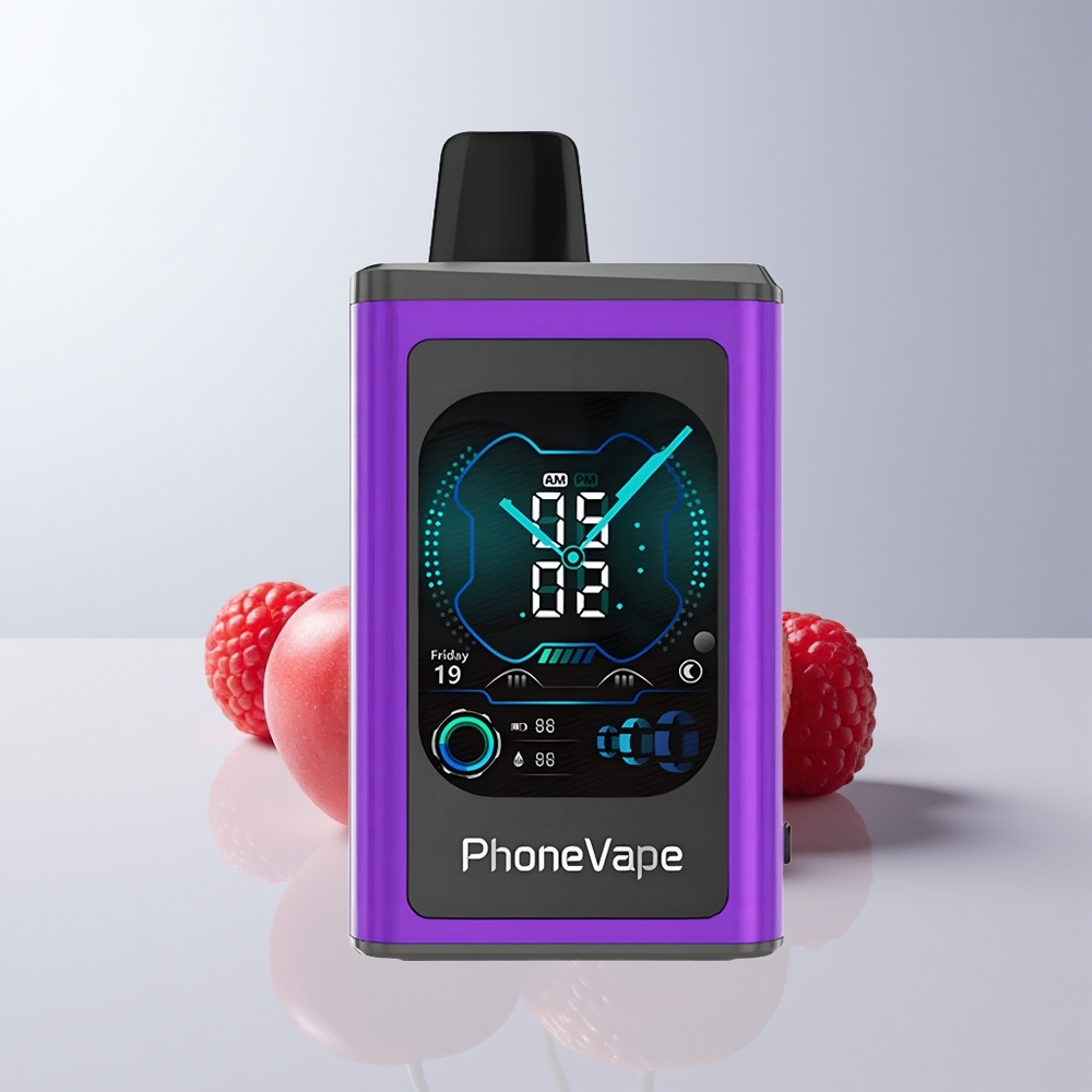 JNR PhoneVape 30000 Puffs Kers Aardbei Framboos Oplaadbare Scherm