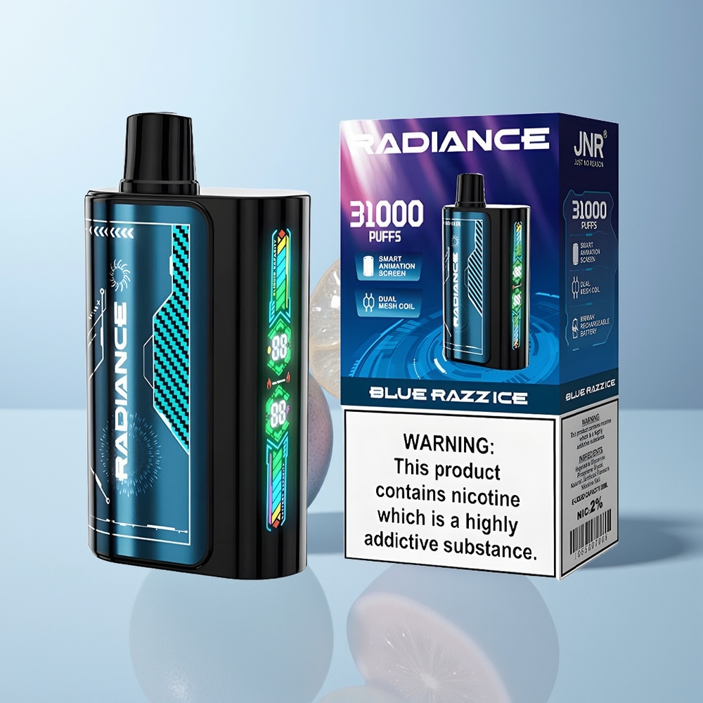 JNR Radiance 31000 Puffs Blauwe Framboos IJs met Dual Mesh Coil en Type-C Opladen