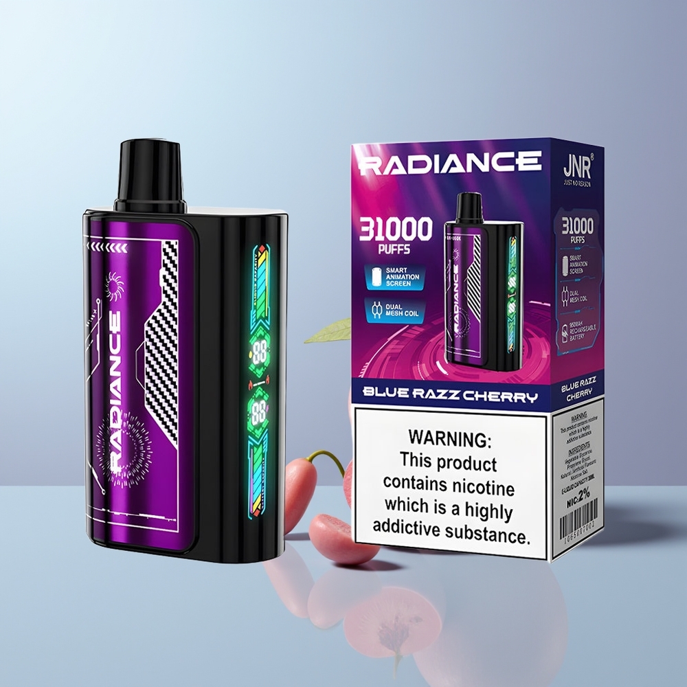 JNR Radiance 31000 Puffs Blauwe Framboos Kers Dual Mesh Coil Type-C Opladen
