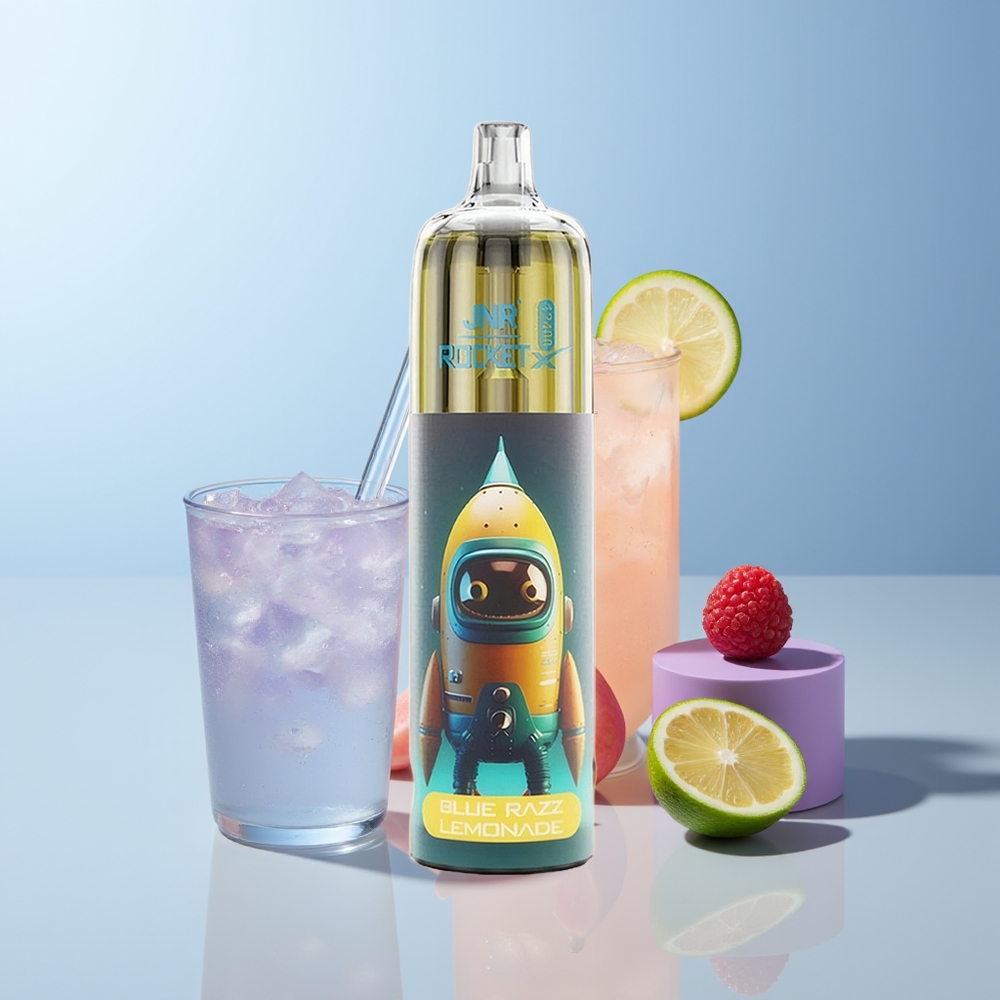 JNR Rocket-X 12400 Puffs Blauwe Framboos Limonade Met Aanpasbare Luchtstroom en Mesh Coil