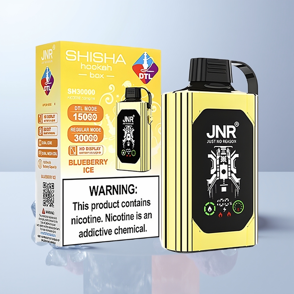 JNR Shisha Hookah Box 20500 Puffs Blauwebes IJs met Dual Mesh Coil & 25ml Vloeistof