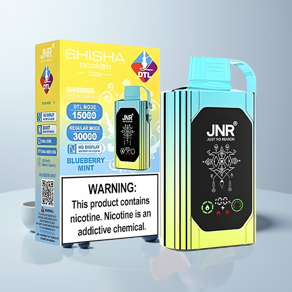JNR Shisha Hookah Box 20500 Puffs Blueberry Munt met Dual Mesh Coil & Type-C Opladen