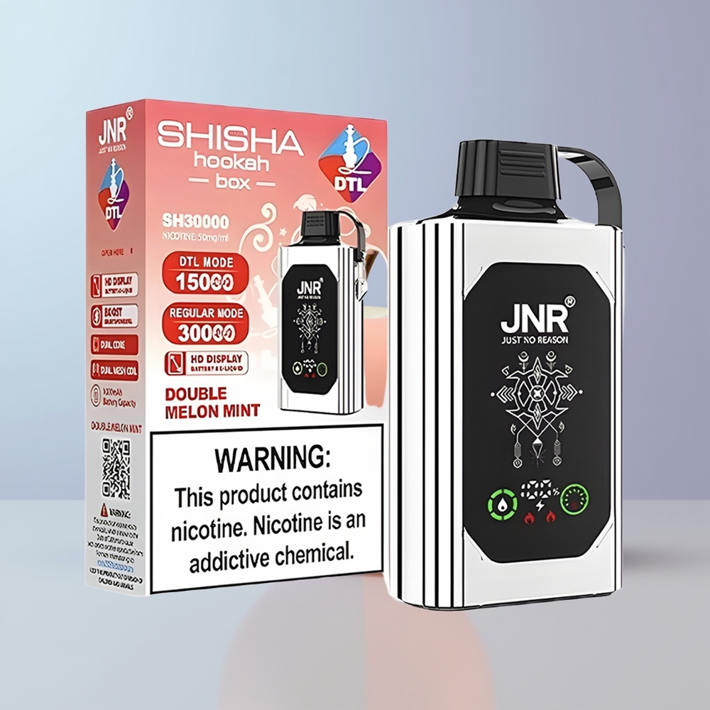JNR Shisha Hookah Box 20500 Puffs Dubbel Appel HD Scherm Dual Mesh Coil 25ml