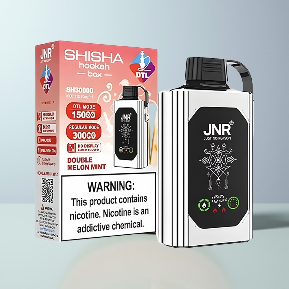 JNR Shisha Hookah Box 20500 Puffs Dubbele Meloen Munt met HD Display en Dual Mesh Coil