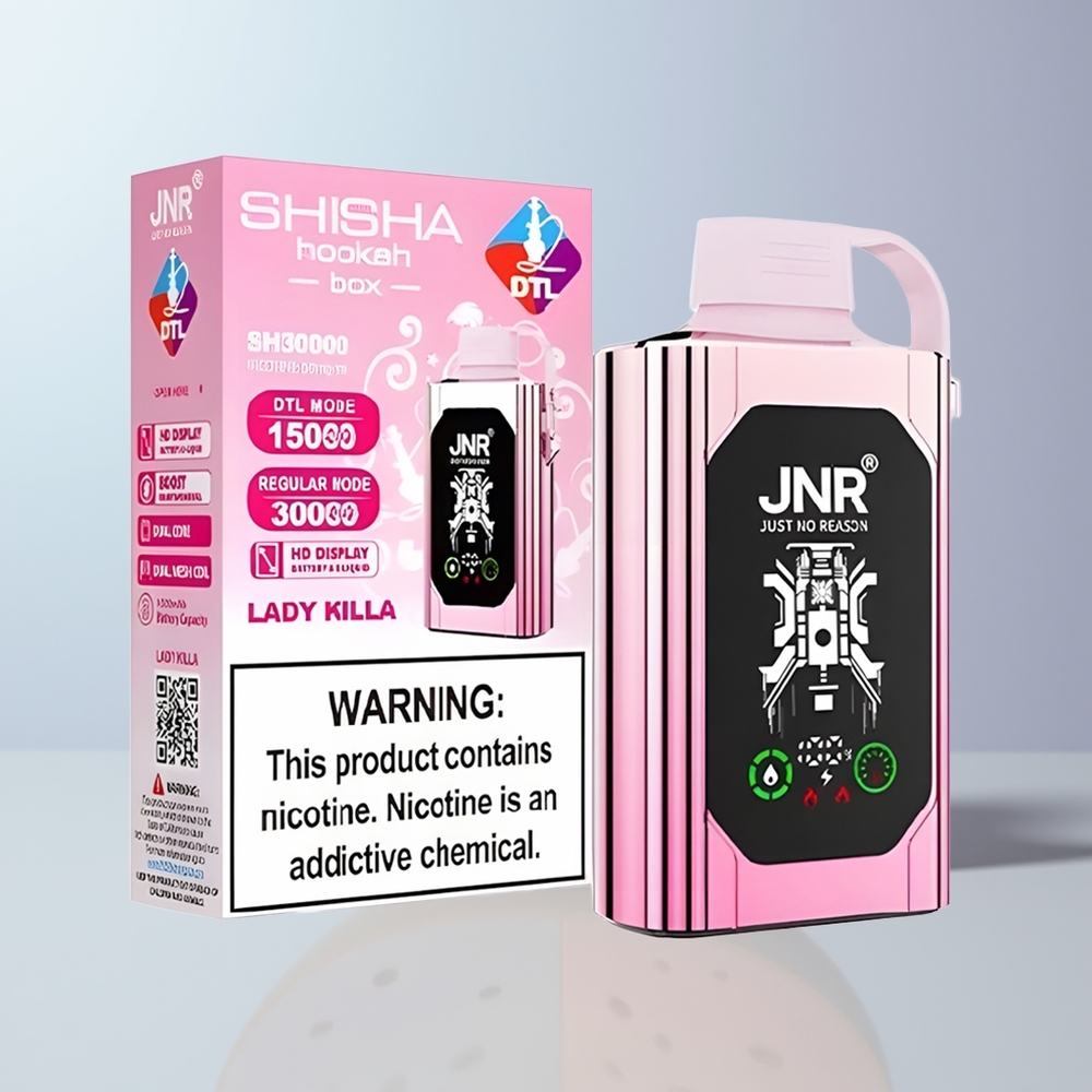 JNR Shisha Hookah Box 20500 Puffs Dutch Vrouw Killa HD Scherm Dubbele Mesh Spoel