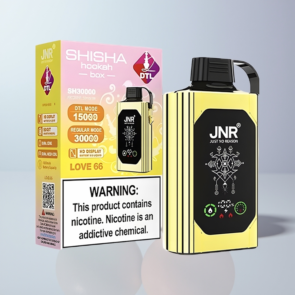 JNR Shisha Hookah Box 20500 Puffs Liefde 66 HD Scherm & Dual Mesh Coil