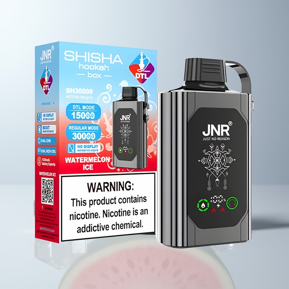 JNR Shisha Hookah Box 20500 Puffs Watermeloen IJs HD Scherm Dubbele Mesh Spoel