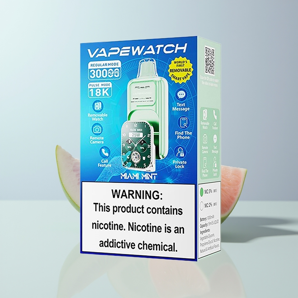 JNR VapeWatch 30000 Puffs Amsterdamse Munt Dubbele Mesh & Snelle Oplaad Vape