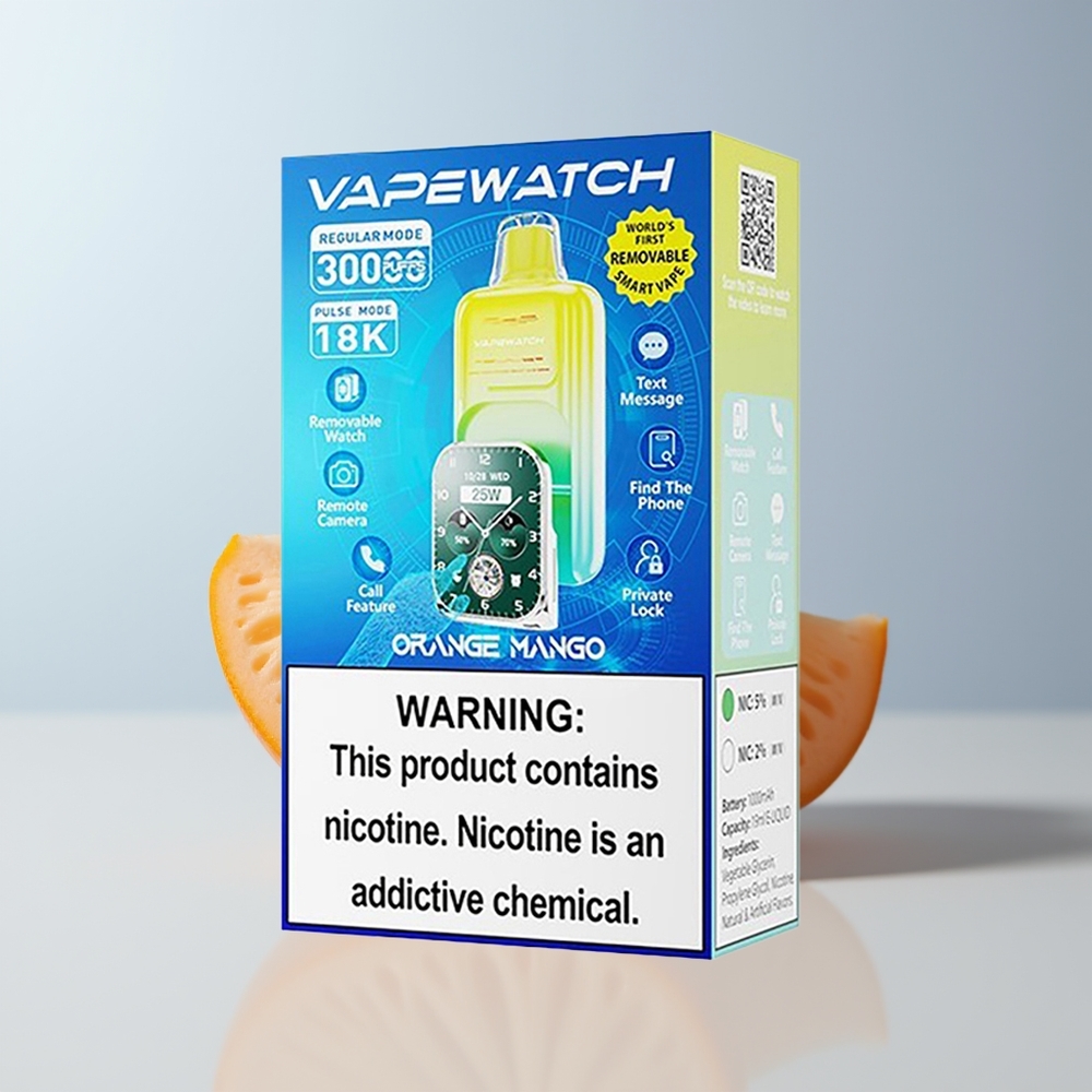 JNR VapeWatch 30000 Puffs Oranje Mango Dual Mesh & Snel Opladen