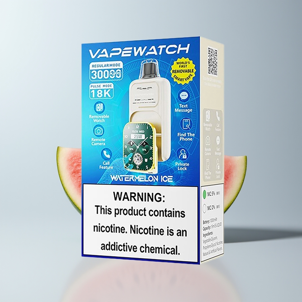 JNR VapeWatch 30000 Puffs Watermeloen IJs Dual Mesh Coil Type-C