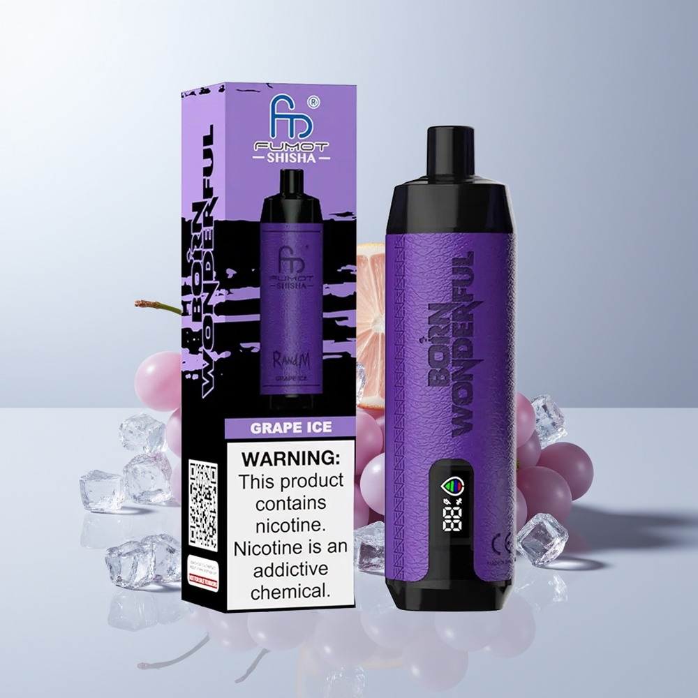 RandM Fumot Shisha 10000 Puffs Druiven IJs met LED Indicatie en Mesh Spiraal