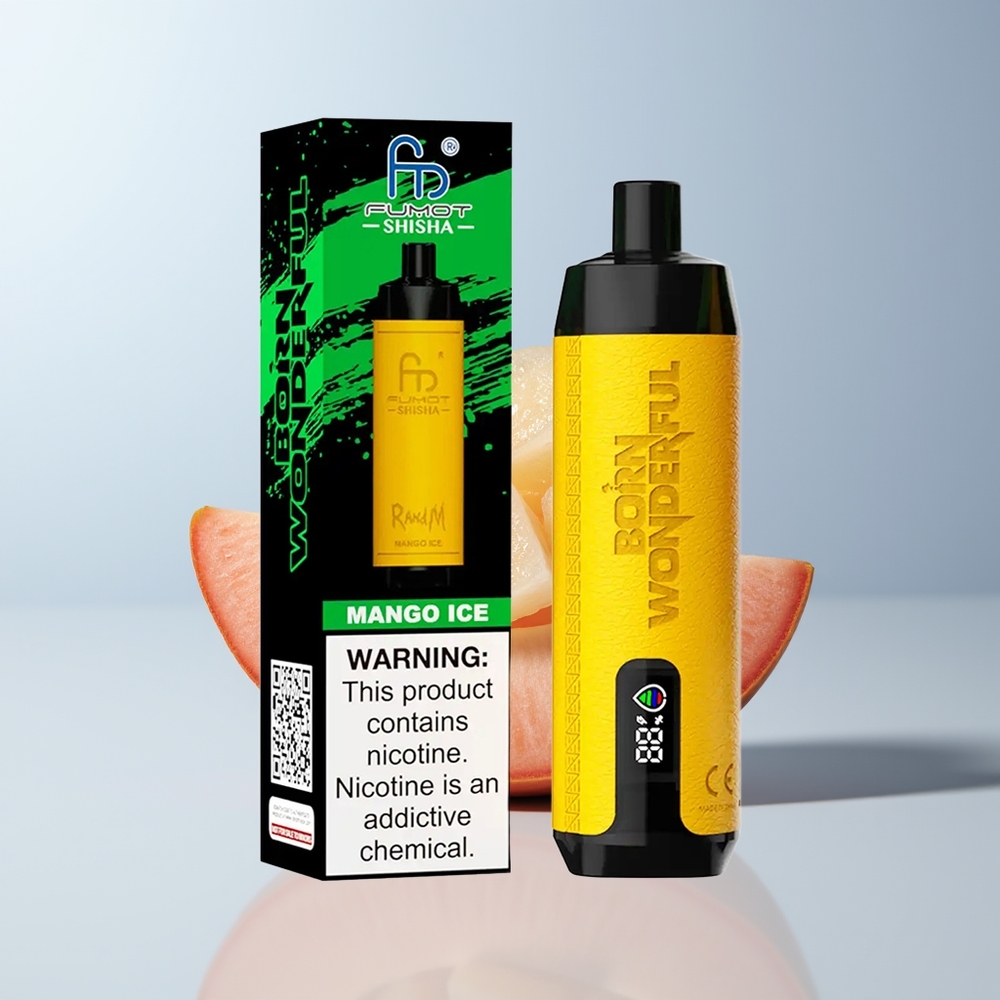 RandM Fumot Shisha 10000 Puffs Mango IJs met LED en Mesh Coil