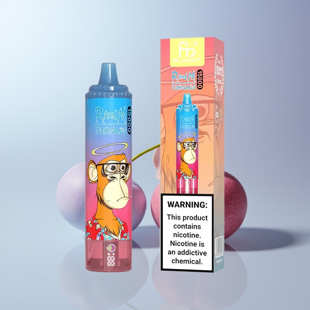 RandM Fumot Tornado 15000 Puffs Blauwe Framboos Kers Type-C LCD