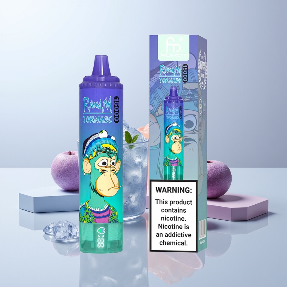RandM Fumot Tornado 15000 Puffs Blauwebes Op IJs met 25ml Vloeistof en Mesh Coil