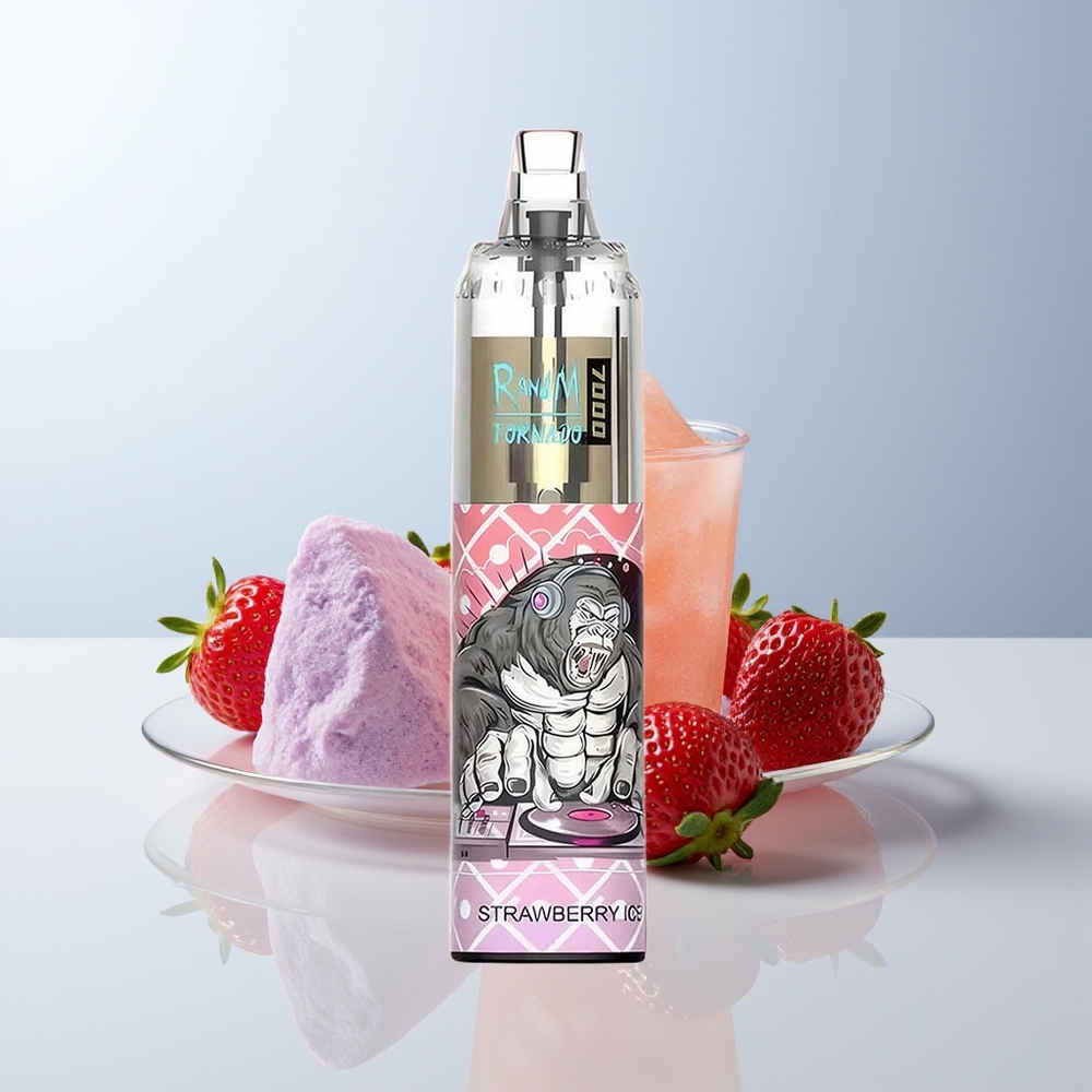 RandM Fumot Tornado 7000 Puffs Aardbei IJs Type-C Mesh