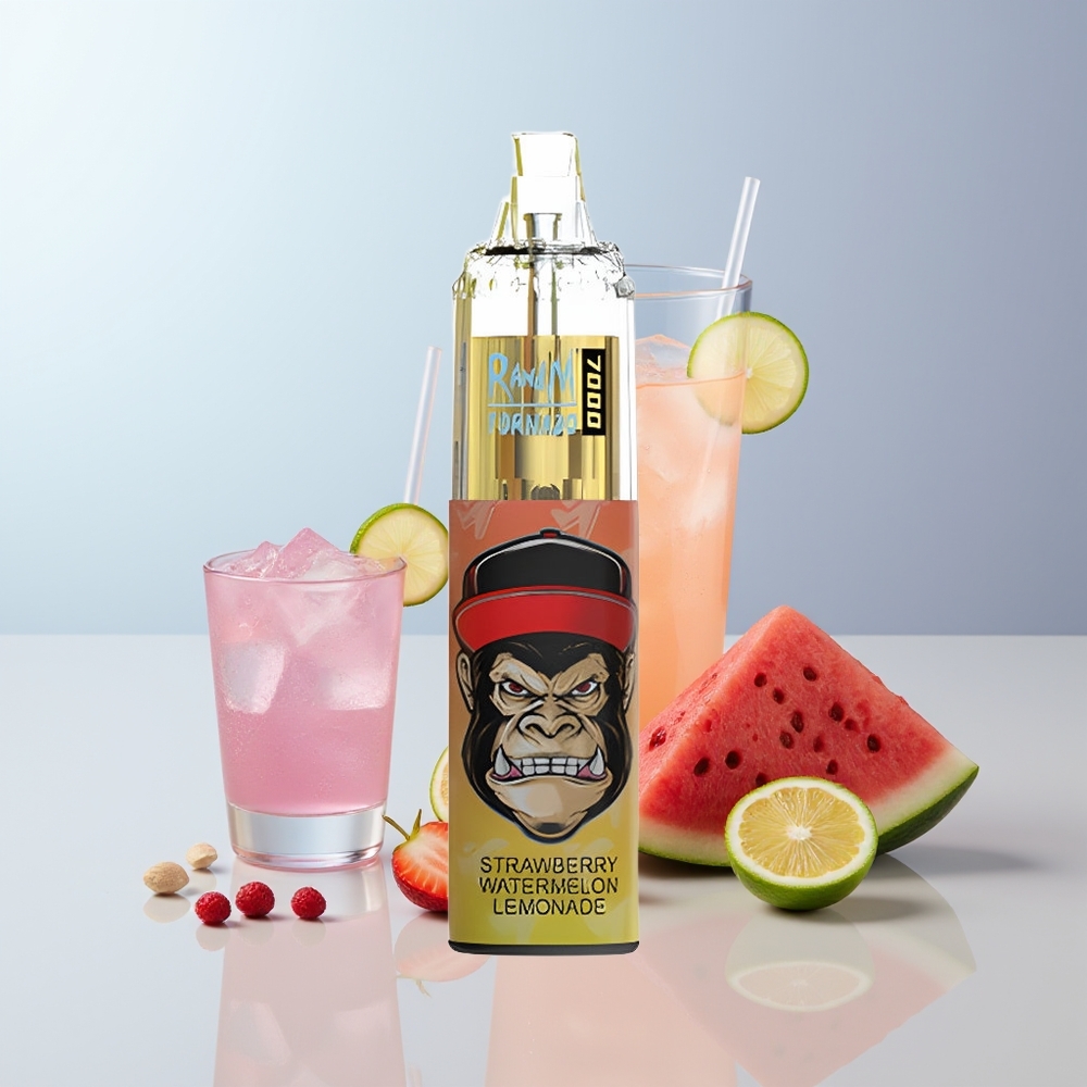 RandM Fumot Tornado 7000 Puffs Aardbei Watermeloen Limonade met Mesh Coil en Type-C Poort