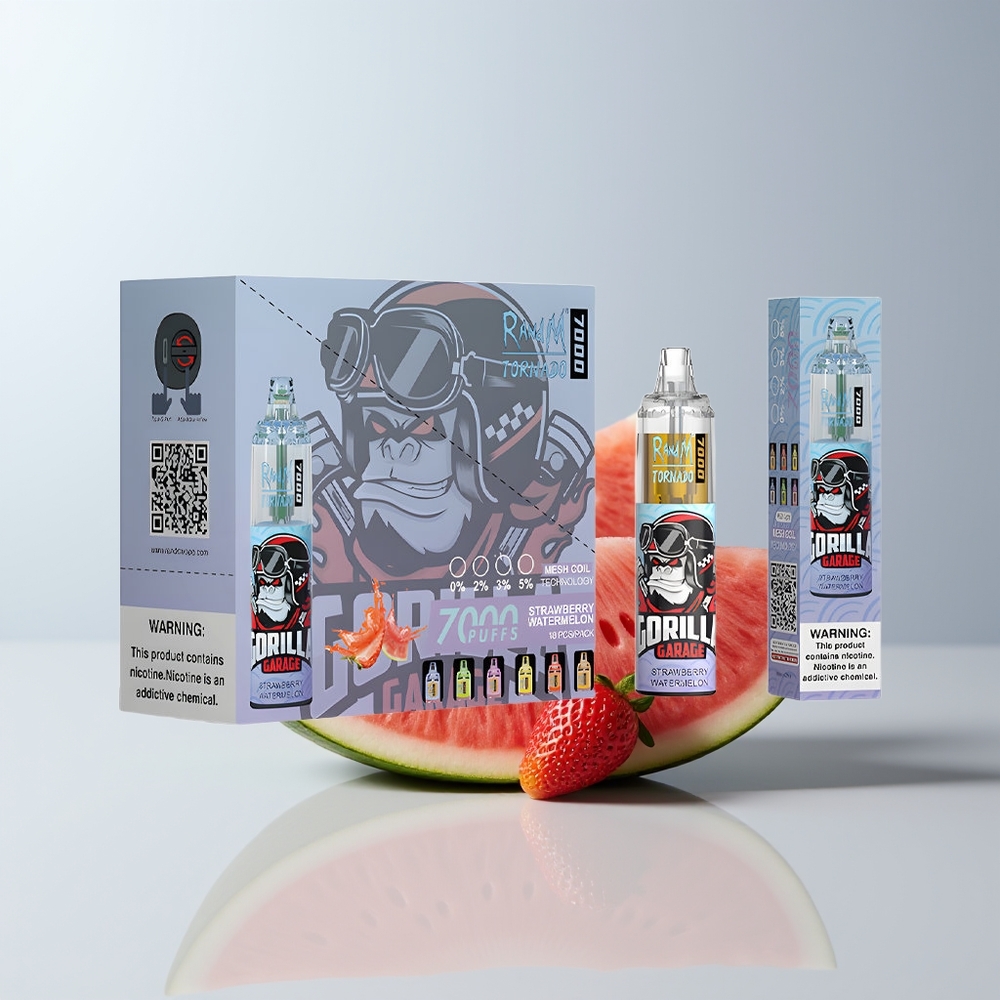 RandM Fumot Tornado 7000 Puffs Aardbei Watermeloen Mesh Coil Type-C