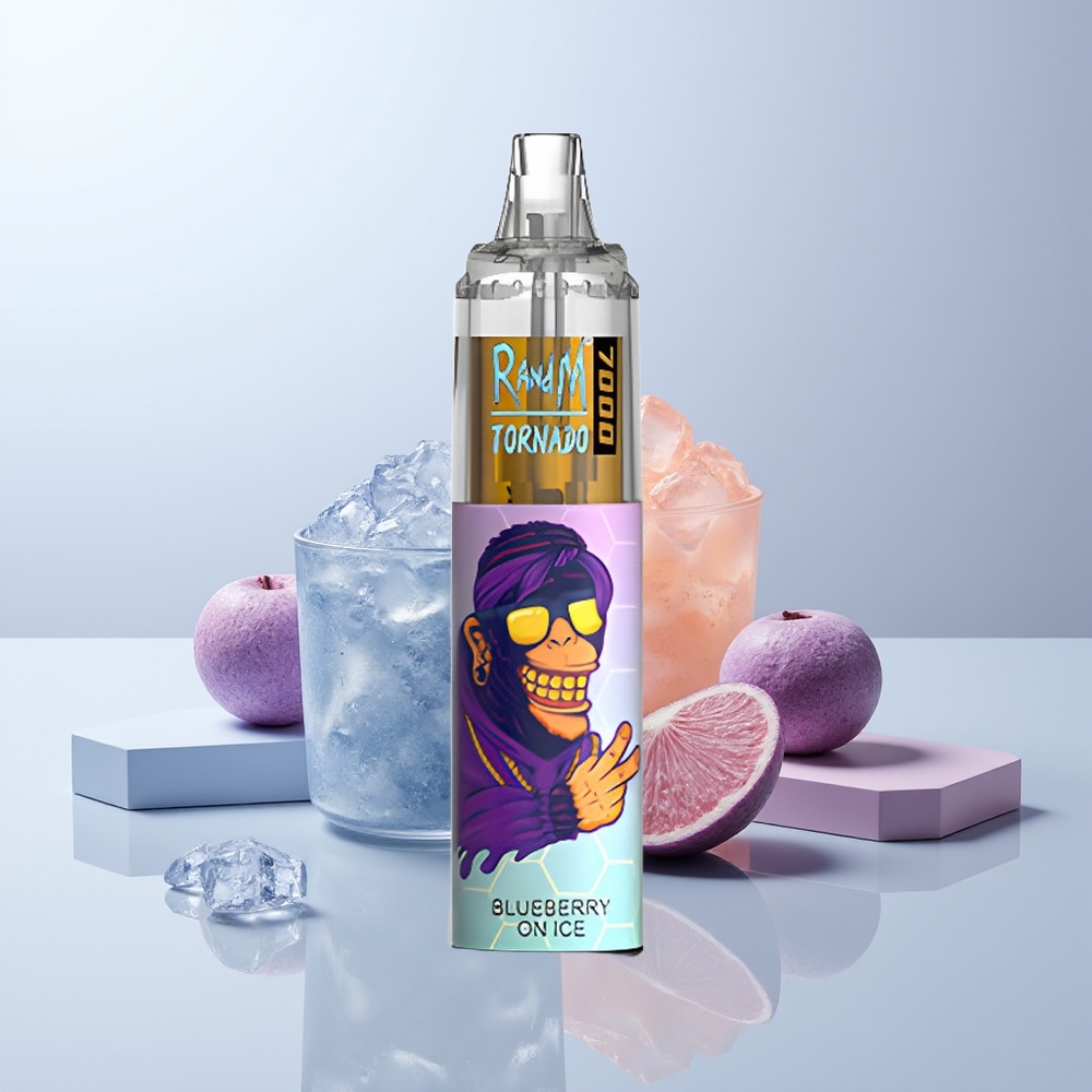 RandM Fumot Tornado 7000 Puffs Blauwebes Op Ijs - Mesh Coil & Luchtregelaar