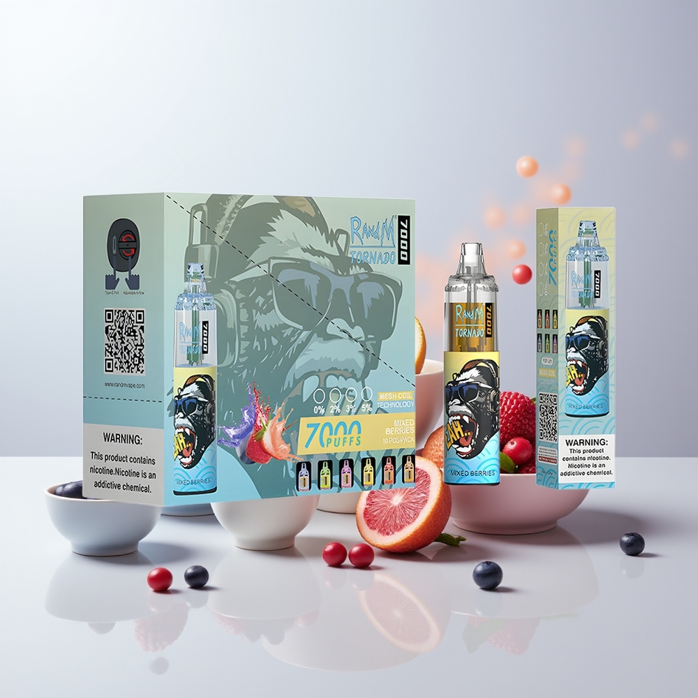 RandM Fumot Tornado 7000 Puffs Gemengde Bessen Mesh Coil Luchtregeling