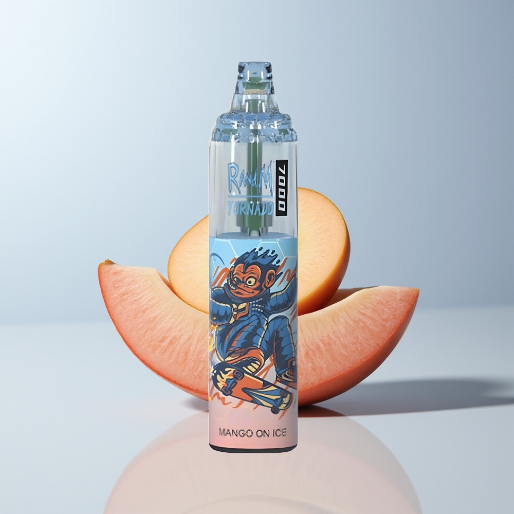 RandM Fumot Tornado 7000 Puffs Mango Op IJs met Mesh Coil en Luchtregeling