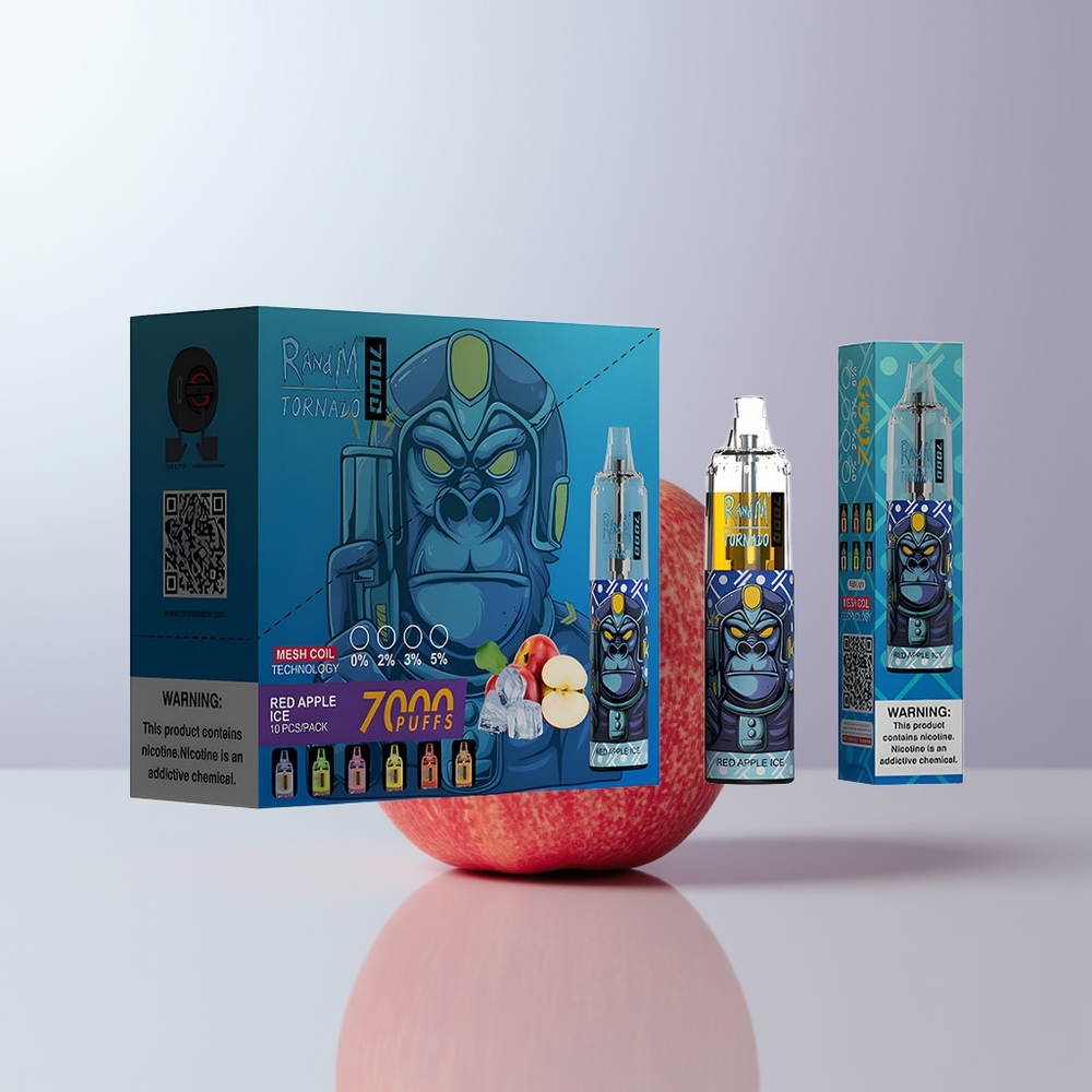 RandM Fumot Tornado 7000 Puffs Rode Appel IJs met Mesh Coil en Luchtregeling