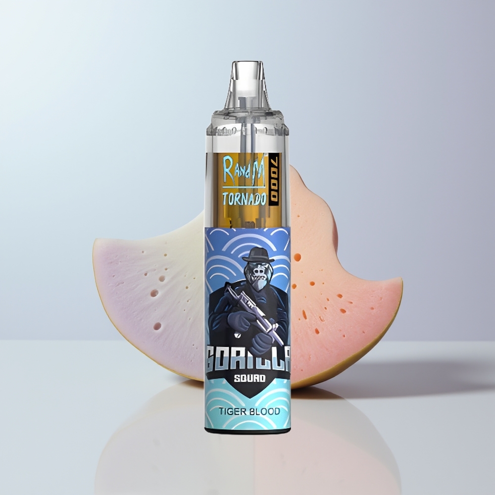 RandM Fumot Tornado 7000 Puffs Tijgerbloed Mesh Coil Luchtregeling